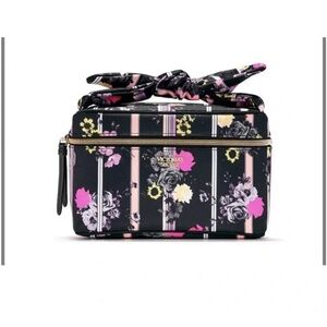 Victoria's Secret Black Floral Cosmetic Train Case